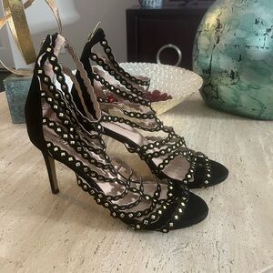 Zigi Soho Black and Gold Studded Heels